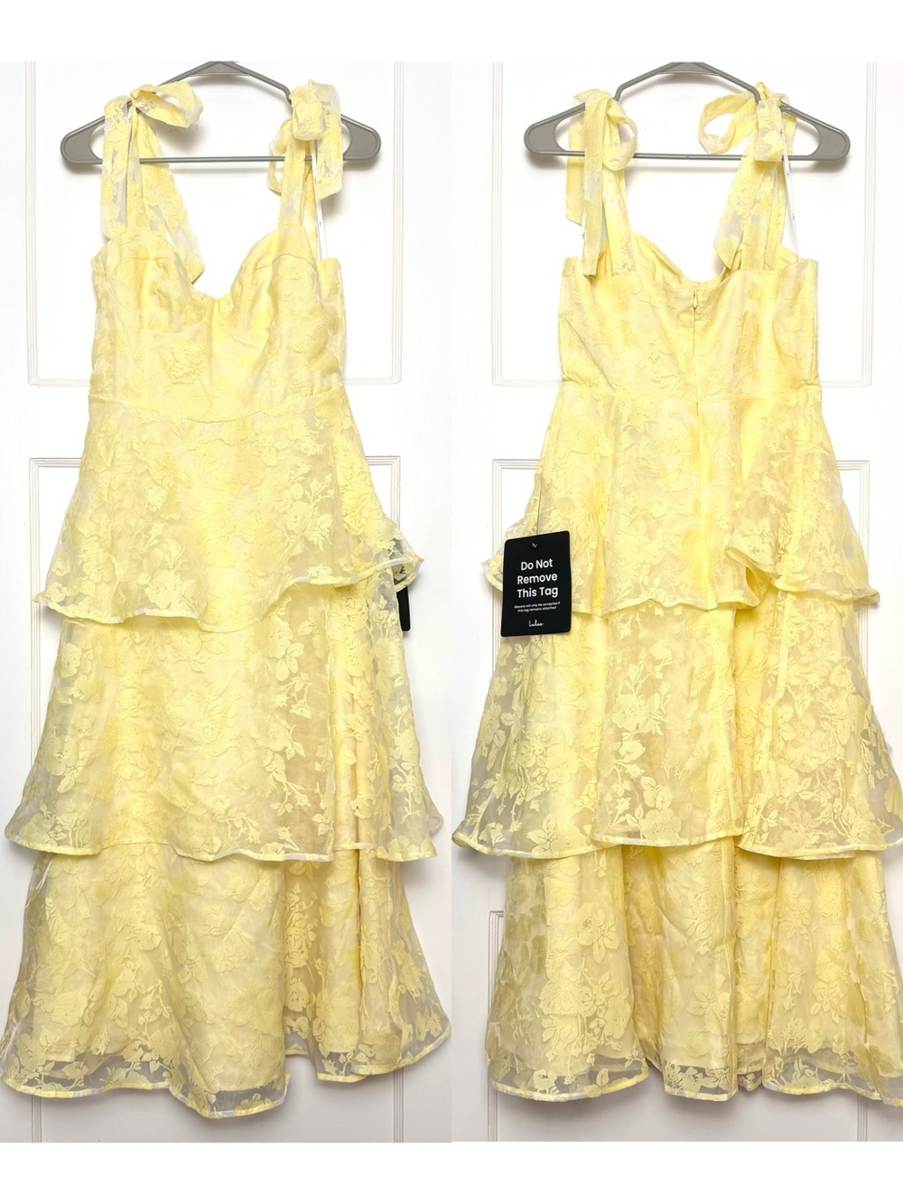 LULUS Floral Burnout Chiffon Sweetheart Bustier Tier Ruffle Fairycore Dress M - Picture 6 of 10
